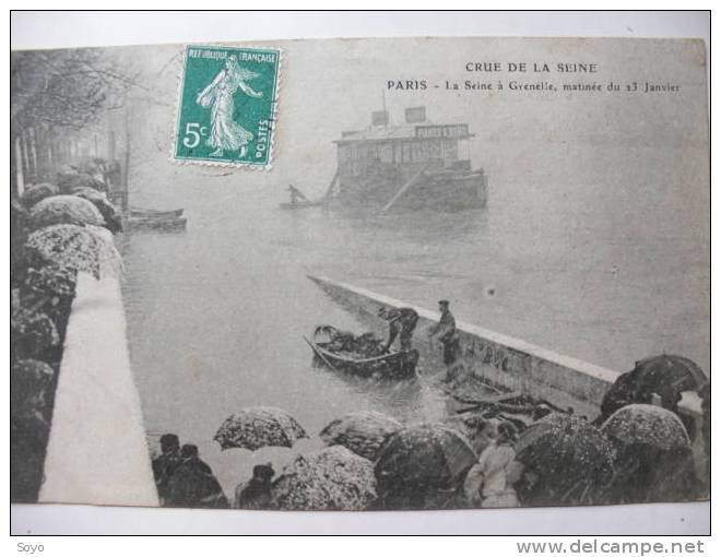 Inondations Paris 1910 La Seine A Grenelle Matinée Du 23 Janvier - Floods