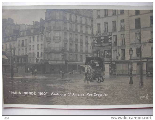 Inondations Paris 1910 Faubourg St Antoine Rue Crozatier - Floods