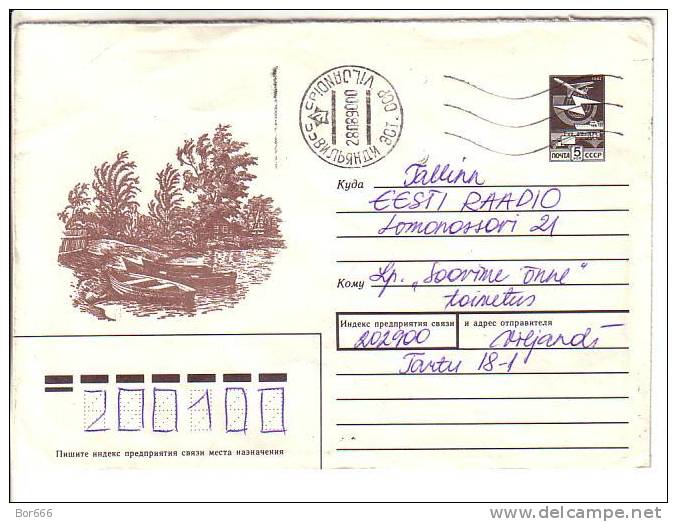 GOOD USSR Postal Cover 1989 - Village View & Boats - Autres (Mer)