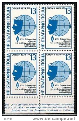 BULGARIE - 1979 - 18 Congres Internationalde L´institut Du Teatre Bl.du 4** - Unused Stamps