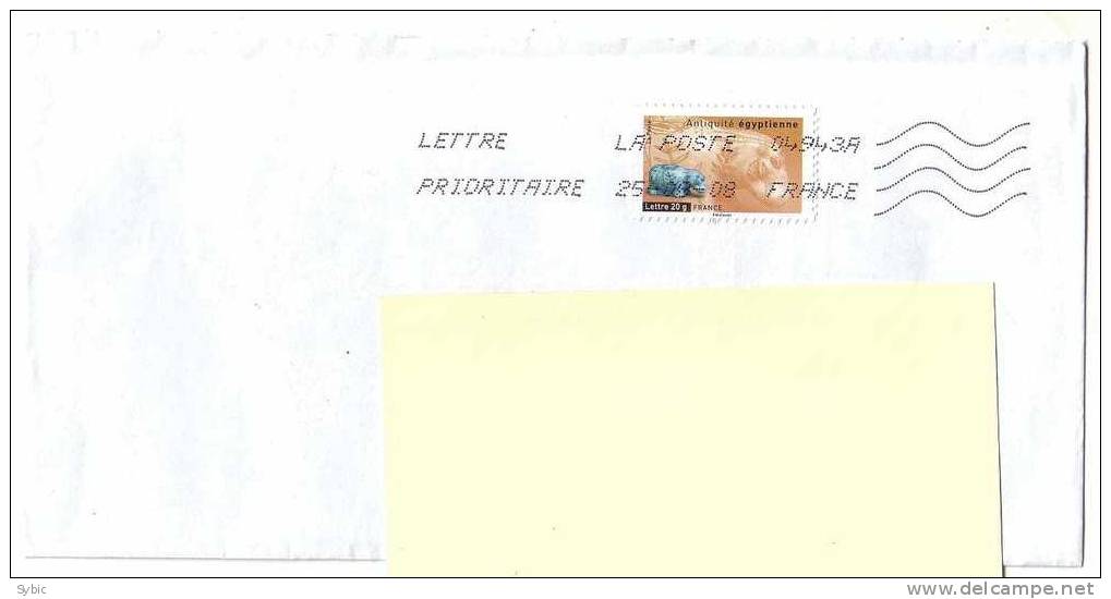 FRANCE - Antiquité Egyptienne / Hippopotame -  2007 Sur Lettre / Yvert 4002 - Briefe U. Dokumente