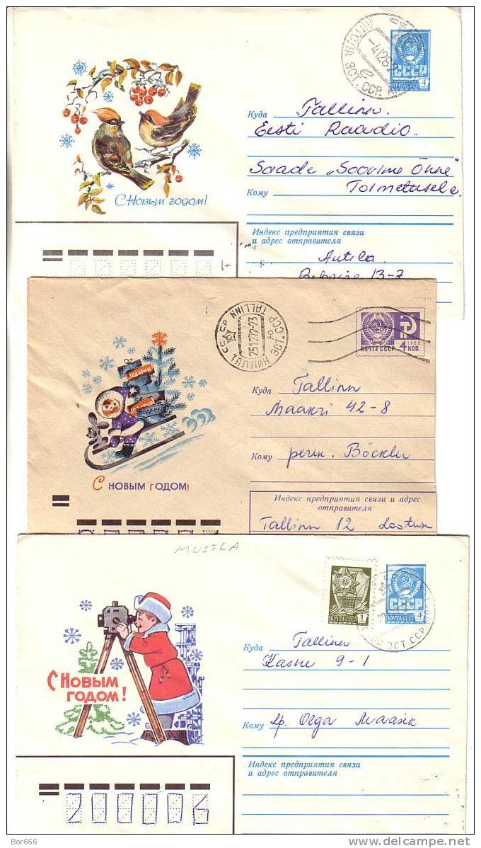 THREE GOOD USSR / RUSSIA Postal Cover´s - Happy New Year - New Year