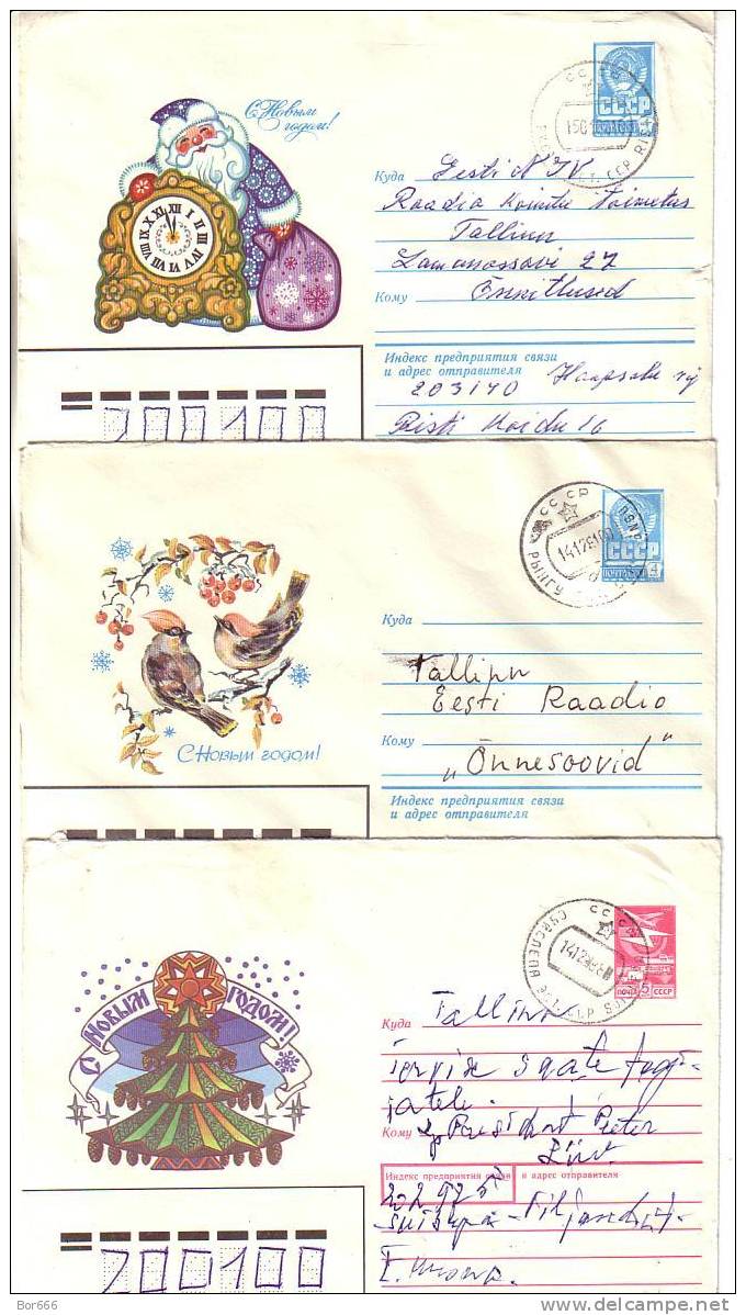 THREE GOOD USSR / RUSSIA Postal Cover´s - Happy New Year - New Year