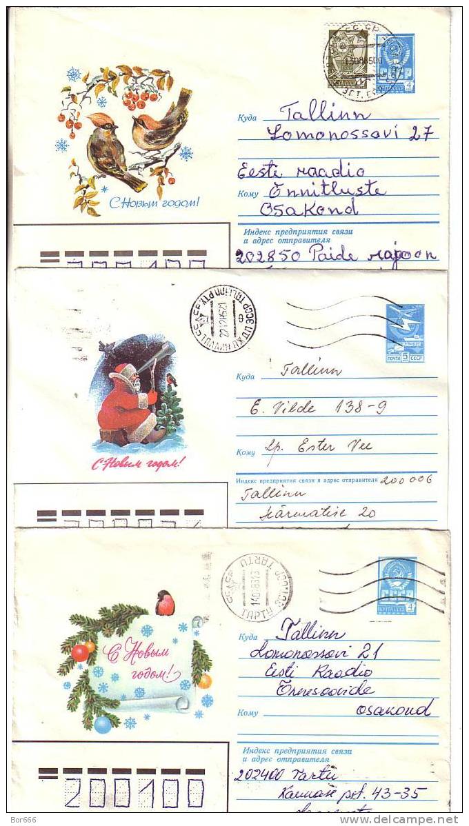 THREE GOOD USSR / RUSSIA Postal Cover´s - Happy New Year - New Year
