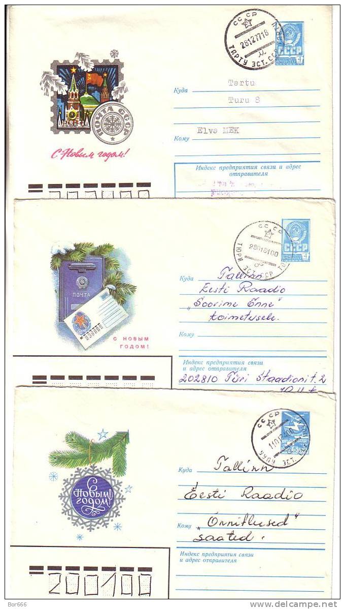 THREE GOOD USSR / RUSSIA Postal Cover´s - Happy New Year - Nouvel An