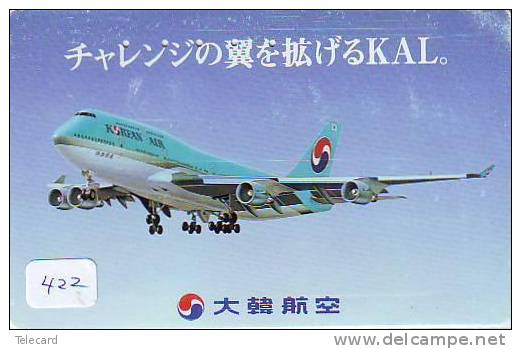 Avions Sur Telecarte Japon (422) KOREAN AIR * TELEFONKARTE * Air Vliegtuig Aeroplani Airplane Aeroplanos Flugzeug - Aviones