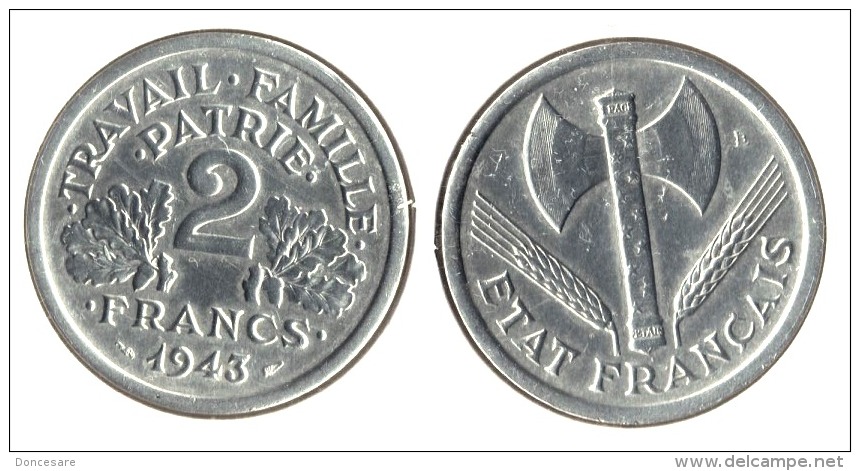 ** 2 FRANCS 1943 BAZOR ETAT TTB+ **2F58 ** - 2 Francs