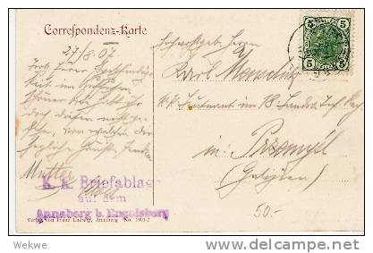 Pol062/ - POLEN -  K.K.-Briefablage Und AK (1907) Annaberg - Briefe U. Dokumente