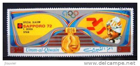 Timbre. J.O. Sapporo 72. Ski Alpin. Slalom Hommes : Francisco Fernandez Ochoa (Espagne). Umm-Al-Qiwain. - Hiver 1972: Sapporo