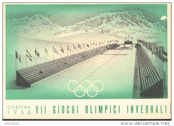 Jeux Olympiques 1956  Cortina  Ouverture Des Jeux  Sur Carte Officielle - Hiver 1956: Cortina D'Ampezzo