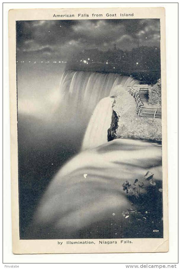 American Falls From Goat Island By Illumination, Niagara Falls - Niagarafälle