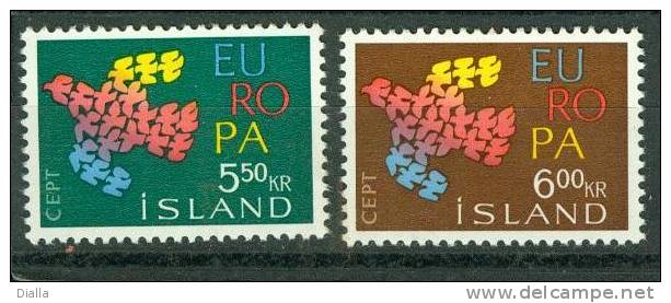 Iceland '61, Yv. 311/12, Pigeon Oiseau - Bird Dove - Europa, MNH ** - Palomas, Tórtolas