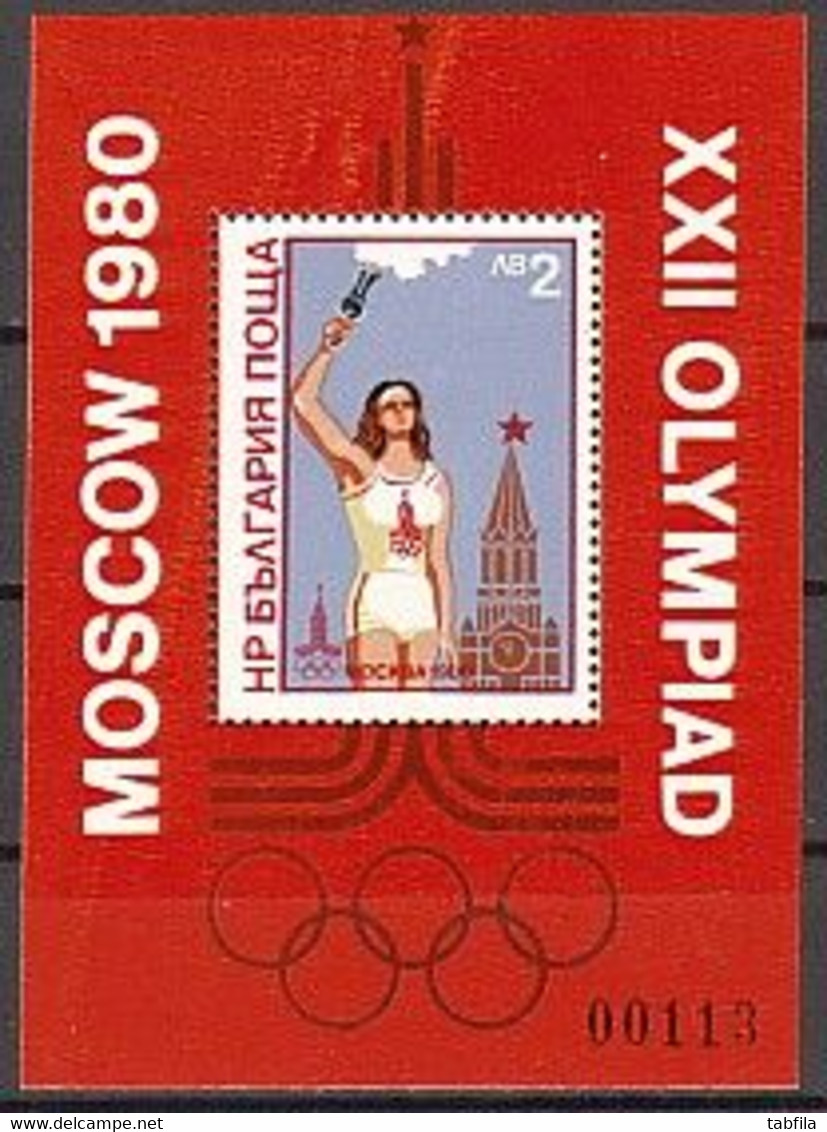 BULGARIA - 1980 - Jeux Olimpiques M'80 VI - Bl** - Blokken & Velletjes