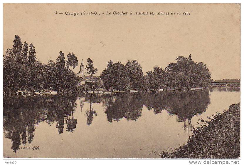 95 CERGY Le Clocher à Travers Les Arbres De La Rive - Cergy Pontoise