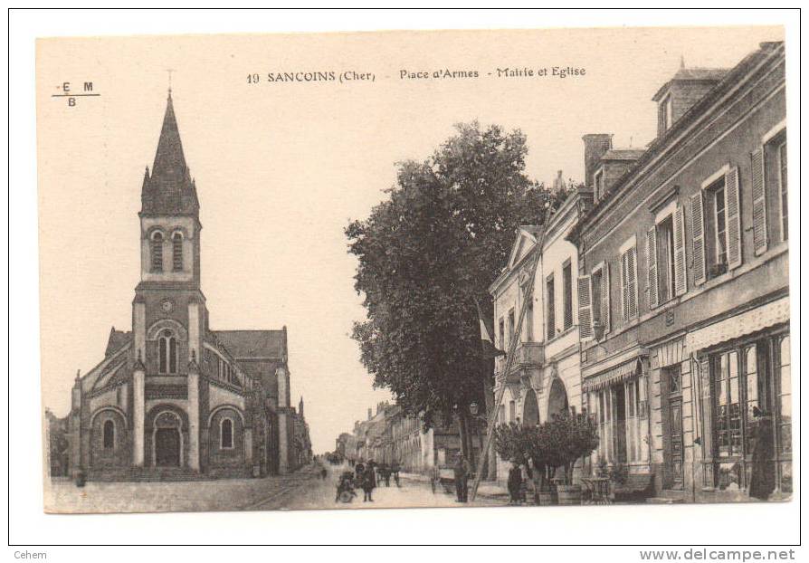 SANCOINS 18 PLACE D´ARMES MAIRIE ET EGLISE CHER - Sancoins