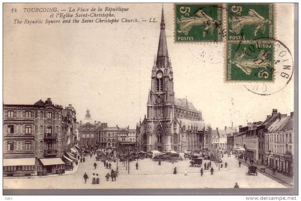 59 --- Tourcoing --- La Place De La Republique Et L'Eglise Saint - Christophe - Tourcoing
