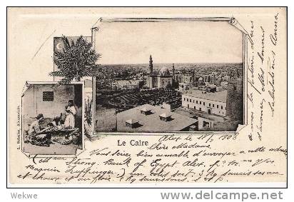 Egy086/ -  ÄGYPTEN Cairo Stadtzentrum 1908 Mit 5 Millimes Pyramide - 1866-1914 Ägypten Khediva