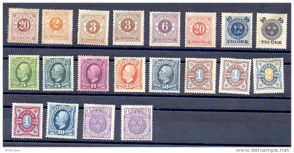 SWEDEN, GROUP 1878-1910, MOSTLY NEVER HINGED! - Neufs