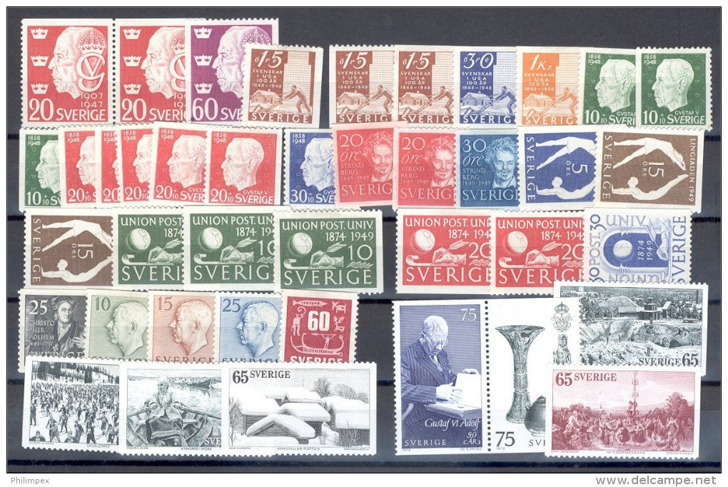 SWEDEN, COLLECTION 1924-81,  HINGED, MANY BETTER SETS! - Collections