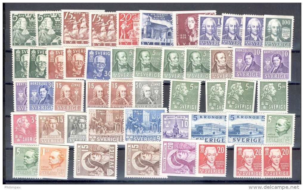 SWEDEN, COLLECTION 1924-81,  HINGED, MANY BETTER SETS!