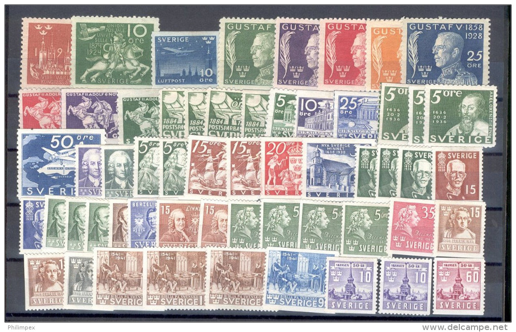 SWEDEN, COLLECTION 1924-81,  HINGED, MANY BETTER SETS!