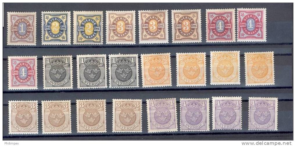SWEDEN, GROUP 1892-1918, UNUSED HINGED - Unused Stamps