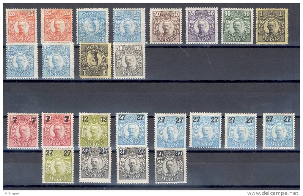 SWEDEN, GROUP 1892-1918, UNUSED HINGED - Unused Stamps