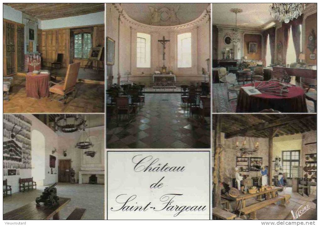 CPSM.CHATEAU DE SAINT FARGEAU. PETIT SALON. CHAPELLE. GRAND SALON. SALLE DES GARDES. LA CUISINE. DATEE 1990. - Saint Fargeau