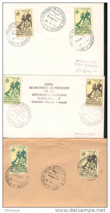 1947 A.O.F. Visite  President Francaise  Dakar Conakry  Saint Louis  Bamako  Niamey - Lettres & Documents