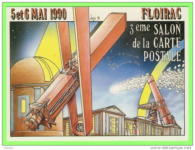 FLOIRAC (33) - 3e SALON CARTE POSTALE 1990 - TIRAGE LIMITÉ 3000 Ex - DESSIN BERNARD VEYRI - - Autres & Non Classés