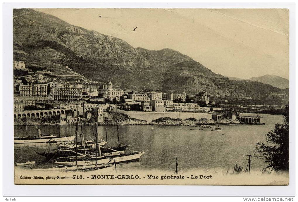 1910 MONACO  MONTE CARLO  Vue Générale  Le Port - Hafen
