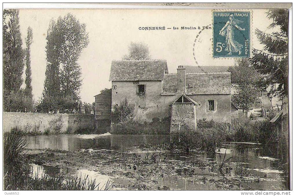 Connerre  Le Moulin A  Tan (trois Trou De Punaise Dans  Cpa  ) - Connerre