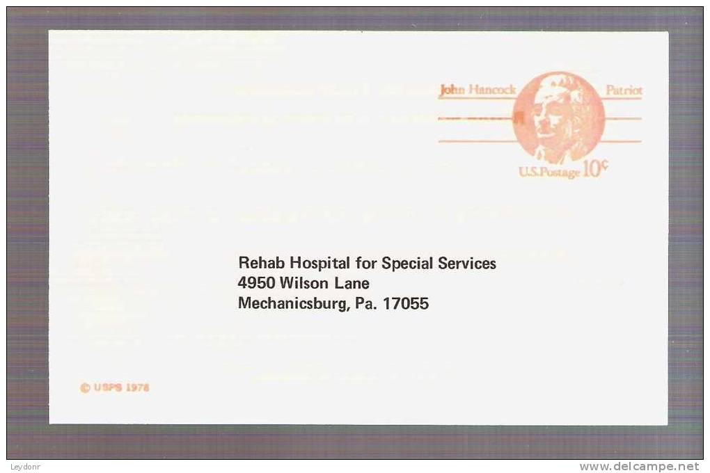 Postal Card - John Hancock - Scott # UX75 - 1961-80