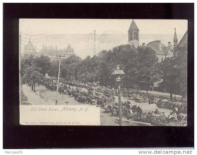 Albany N.Y. Old State Street édit.national Art Views N° 1409 Animée Marché Market   Belle Carte Précurseur - Albany