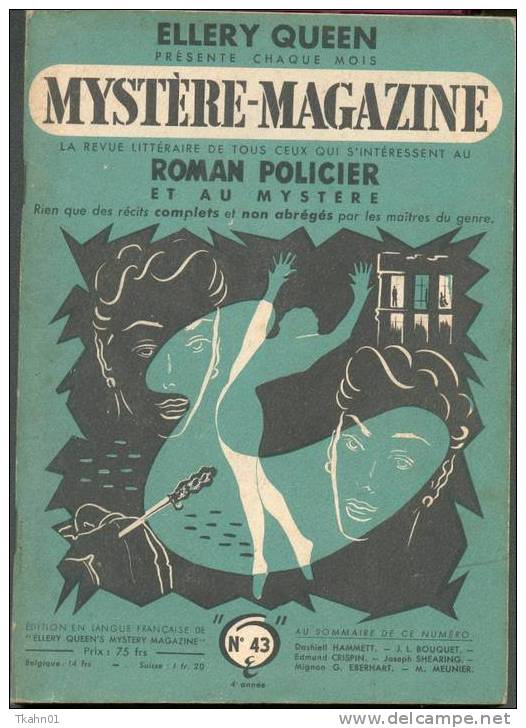 MYSTERE-MAGAZINE  N° 43   " OPTA   ELLERY-QUEEN " DE 1951 - Opta - Ellery Queen Magazine