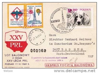 Pol173/- POLEN -  Ausstellung Posen 1963. Ballonflug - Lettres & Documents