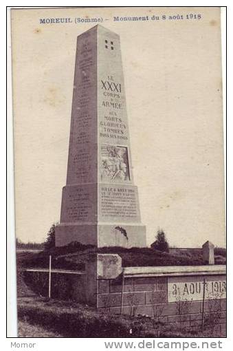 MOREUIL Monument Du 8 Août 1918 - Moreuil
