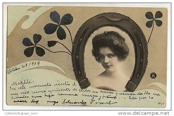 VINTAGE Ca1900 REAL PHOTO WOMAN FEMME ARTIST POSTCARD ART NOUVEAU NPG - Artistas