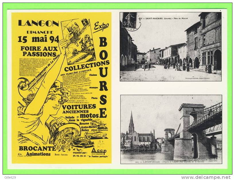 LANGON (33) - AFFICHES FOIRE AUX PASSIONS 1994 - EXPO BOURSE - TIRAGE LIMITÉ 500 Ex - - Langon