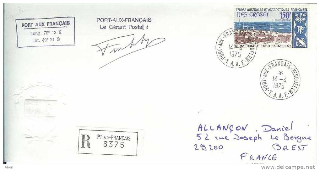 3580 TAAF PA 36 - KERGUELEN - RECOMMANDE - Enveloppe TAAF - Lettres & Documents