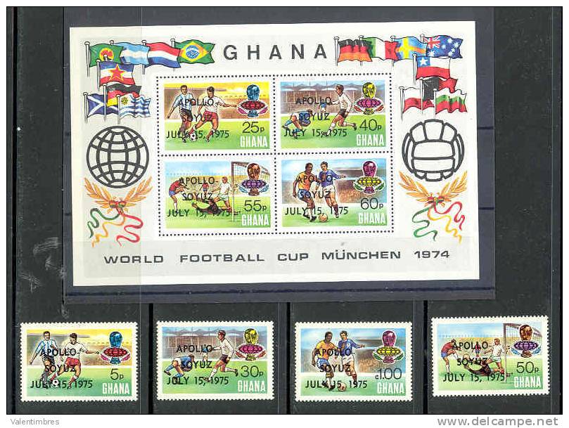 Foot Ball  362 Ghana 528/31 + BF 58**  Coupe Monde 1974  Surchargés Apollo _Soyouz - Sonstige & Ohne Zuordnung