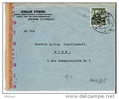 Slo002-SLOWAKEI -/ Brief,  Burg Bojnice 2 Kr. Pezinok 1943, Dt. Zensur - Briefe U. Dokumente