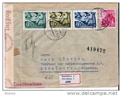 Slo006/ Postkongress 1942. Einschreiben, Mit Zensur - Lettres & Documents