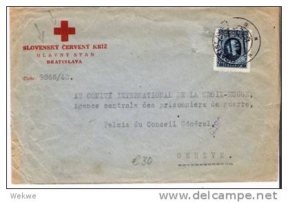 Slo012/-SLOWAKEI - Pater Hlinka Auf Offiz. Rot Kreuz-Brief, Genf (red Cross, Cruz Roja) - Briefe U. Dokumente