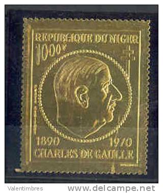 De Gaulle  Niger  A 148**  MNH Cote = 110  € Timbre Sur Feuille Or - De Gaulle (Generale)