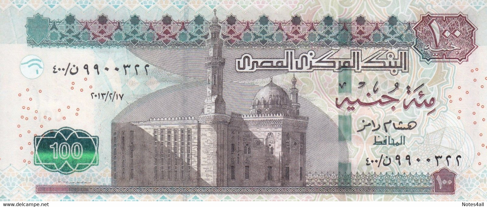 EGYPT 100 EGP POUNDS 2013 P-76a(2) SIG/ RAMEZ #23 TYPE 76a2 UNC REPLACEMENT 400 - Aegypten