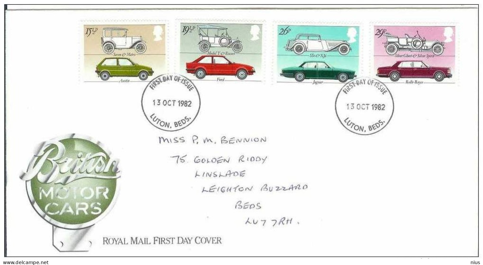 England Great Britain 1982 FDC Car Cars Transport - 1981-1990 Decimal Issues