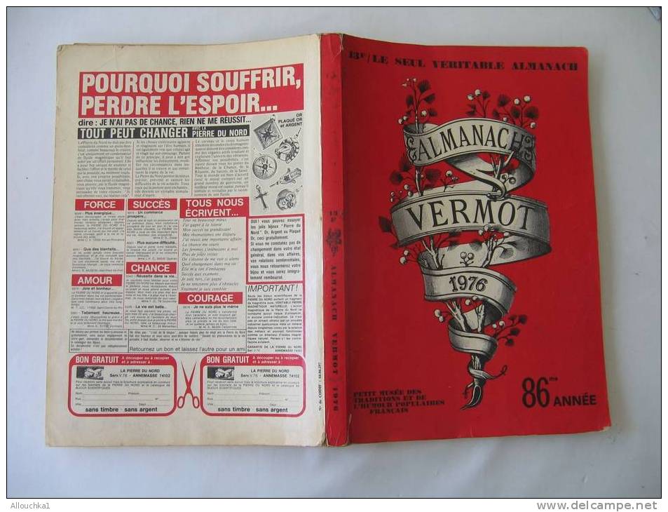 CALENDRIER ALMANACH VERMOT DE 1976 PETIT MUSEE DES TRADITIONS ET HUMOUR POPULAIRE FRANCAIS 360 PAGES - 570 GR - Formato Grande : 1971-80