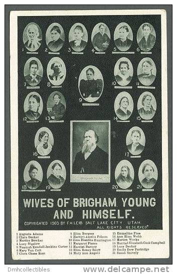 Brigham Young & His 21 Wives Ca. 1907 Mormon Postcard Latter Day Saints LDS (A-82) - Saints