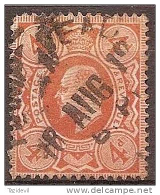 GREAT BRITAIN - 1911 4d King Edward VII. Scott 150. Used. Slightly Nipped Perf Top Left. Perf 15 X 14 - Used Stamps